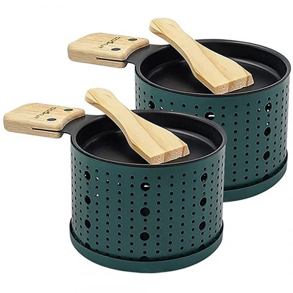2 Sets à Raclette Individuels à La Bougie Vert Cookut 1