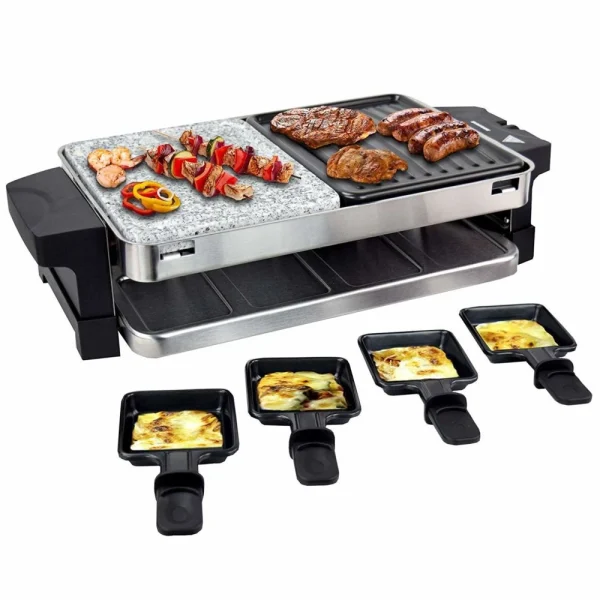 Syntrox-germany Raclette Avec Pierre Chaude Et Plaque De Cuisson En Acier Inoxydable 8… 1