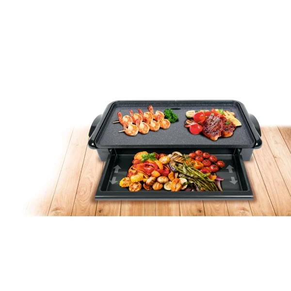 Sogo GRIL LISS + PLATEAU AMOVIBLE POIGNÉES LÉGUMES 46×26 Cm- 2000W 1