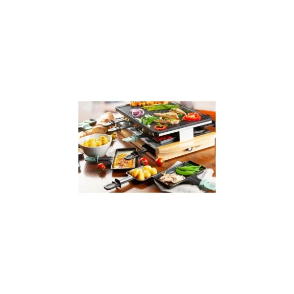DOMO DO9246G – Appareil A Raclette-grill Bamboo – 1200W – 3 Niveaux – … 6