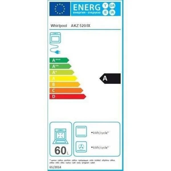 Four Encastrable Électrique 65L WHIRLPOOL 3650W 59.5cm, WHIRLAKZ520IX… 3