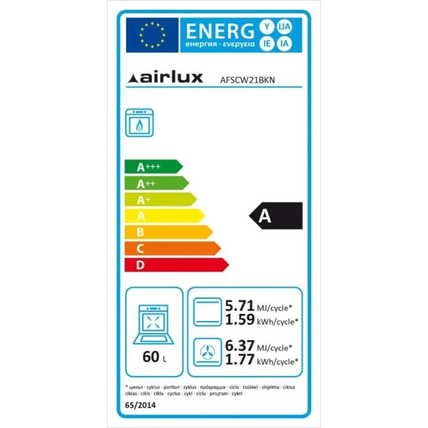 Airlux Four Intégrable Multifonction 60l 60cm Gaz Naturel Catalyse Noir – Af… 3