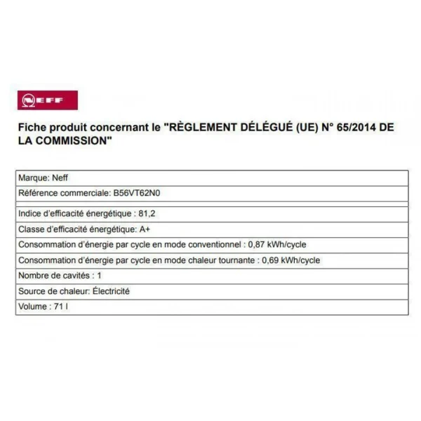 NEFF Four Intégrable Combi Vapeur 71l 60cm A+ Pyrolyse Inox – B56vt62n0 – … 3