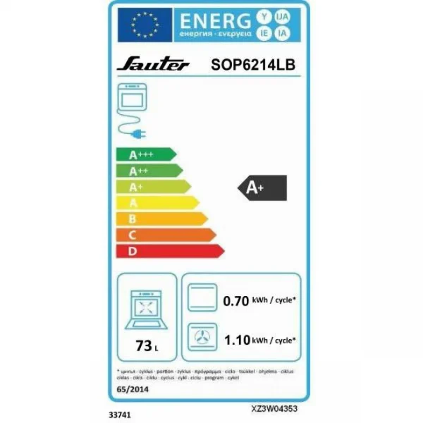 SAUTER Four Intégrable Multifonction 73l 60cm A+ Pyrolyse Inox – Sop6214lb -… 3