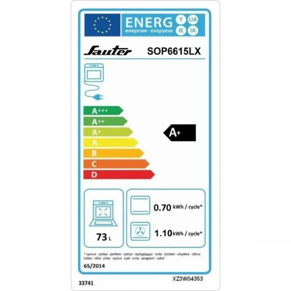 SAUTER Four Intégrable Multifonction 73l 60cm A+ Pyrolyse Noir/inox – Sop661… 3