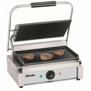 Bartscher Grill Contact Panini, Plaque Superieur Rainuree Inferieure Lisse 6