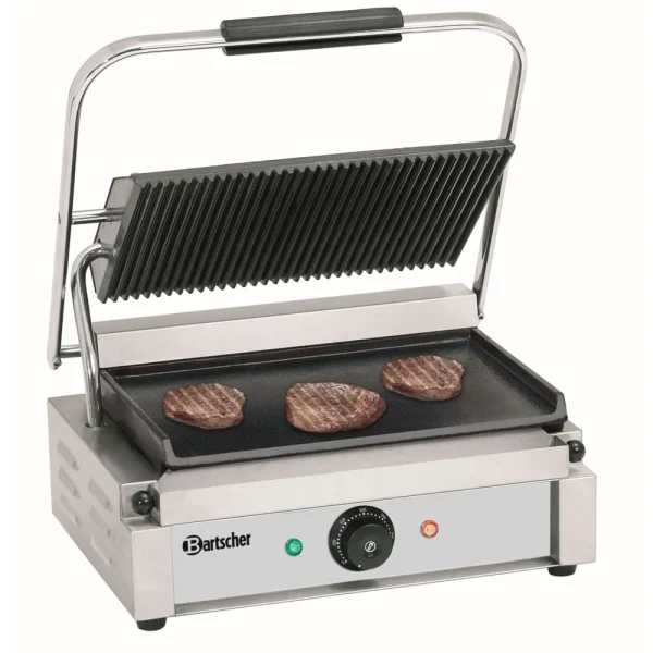 Bartscher Grill Contact Panini, Plaque Superieur Rainuree Inferieure Lisse 1
