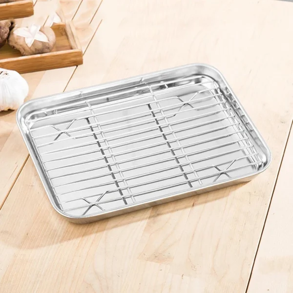 Marque Generique Plateau De Cuisson En Acier Inoxydable Et Grille De Refroidissement Am… 3