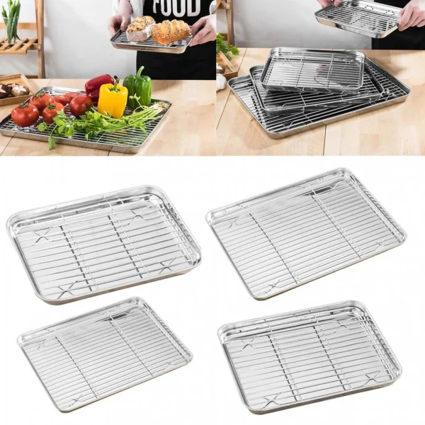 Marque Generique Plateau De Cuisson En Acier Inoxydable Et Grille De Refroidissement Am… 4