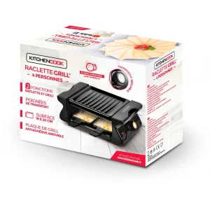 Raclette Grill Kitchencook 4 Personnes 650W – 4 Poêlons Antiadhésif 25