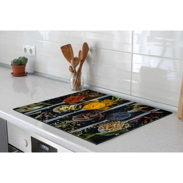 MuchoWow Tapis Plaque Induction Herbes Dans Des Cuillères Sur Un Fond Avec Des… 3