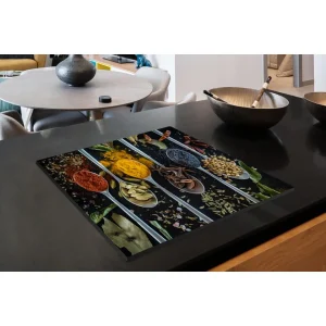 MuchoWow Tapis Plaque Induction Herbes Dans Des Cuillères Sur Un Fond Avec Des… 13