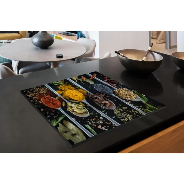 MuchoWow Tapis Plaque Induction Herbes Dans Des Cuillères Sur Un Fond Avec Des… 5