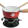 Offres 🎁 Nouvel Service à Fondue Au Fromage CH-Kreuz 5 Pièce/s, Rouge/Blanc – Kit De Fondue 🥰 5
