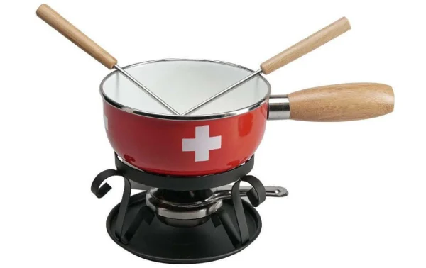 Offres 🎁 Nouvel Service à Fondue Au Fromage CH-Kreuz 5 Pièce/s, Rouge/Blanc – Kit De Fondue 🥰 1