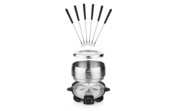Tout neuf 🎁 Princess Service à Fondue Tout-en-un 800 Watt 7 Pièce/s, Noir/Argenté – Kit De Fondue 😉 4