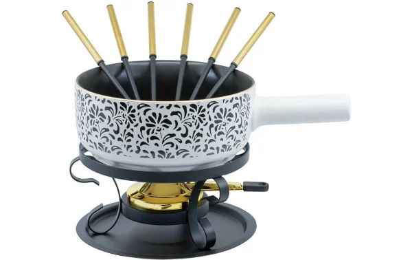 Offres 🤩 Kadastar Service à Fondue Au Fromage Floral 9 Pièce/s, Noir – Kit De Fondue 🧨 1