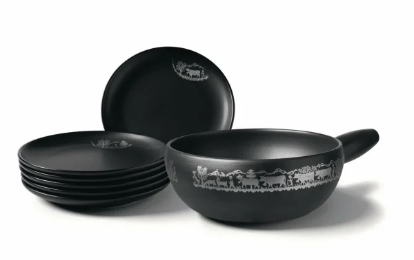 Acheter ✨ Stöckli Service à Fondue Au Fromage Remontée Mécanique Alpine 7 Pièce/s, Noir – Kit De Fondue 😍 1
