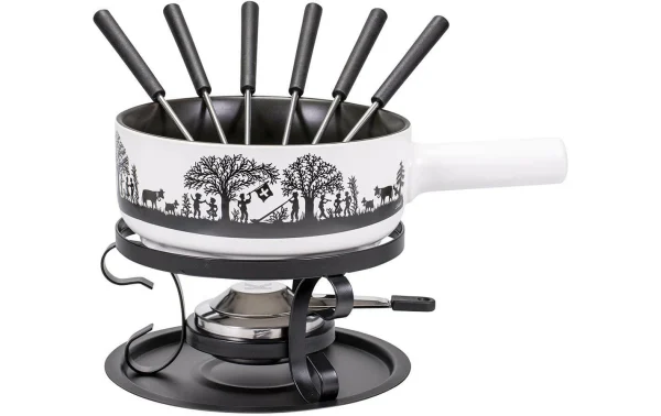 Acheter 🌟 Kadastar Service à Fondue Au Fromage Bénichon De Montagne E22 9 Pièce/s, Noir/Blanc – Kit De Fondue 🧨 1